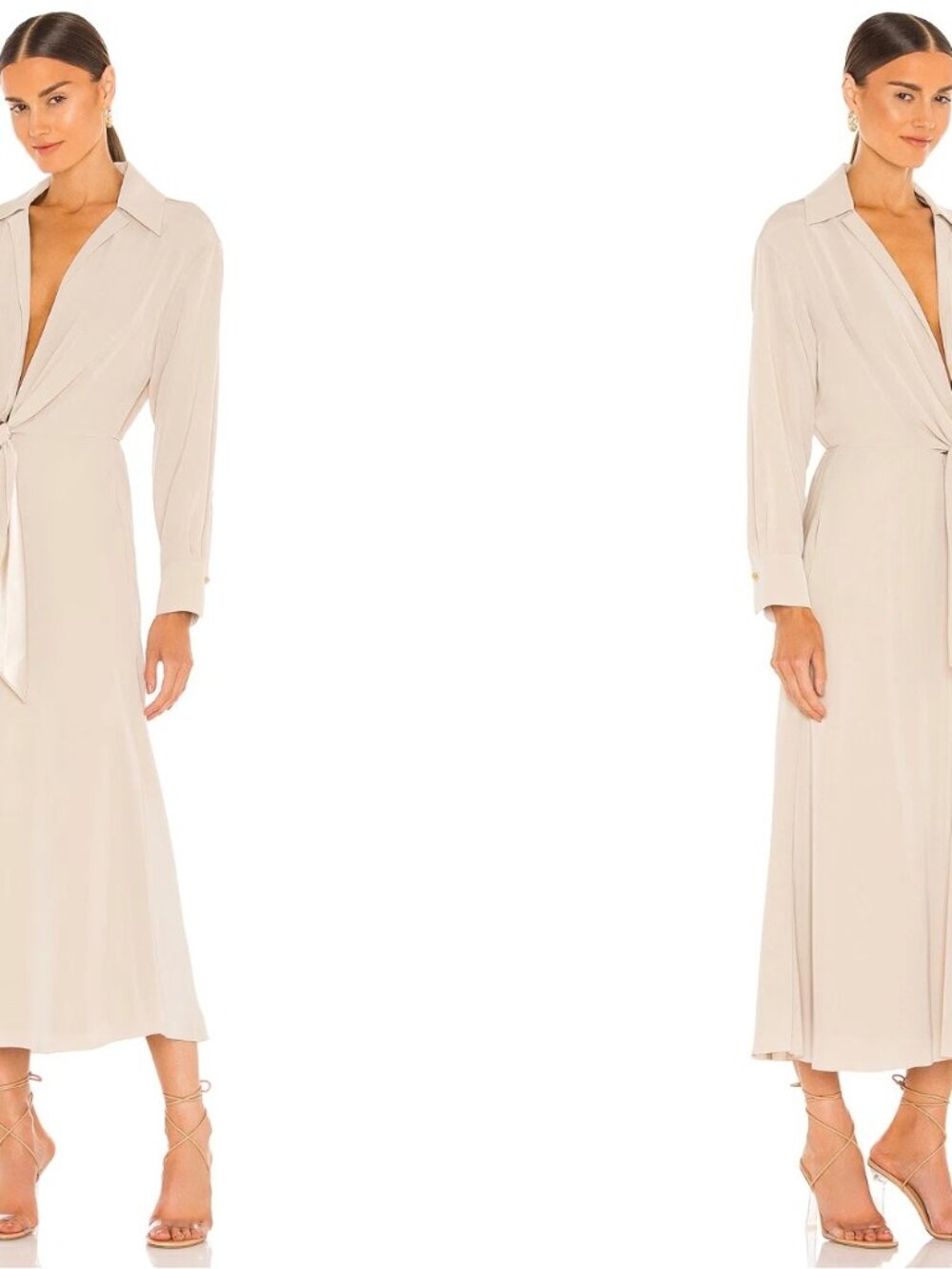 Vince LS Collared Tie-Front Dress Quiet Luxury Refined